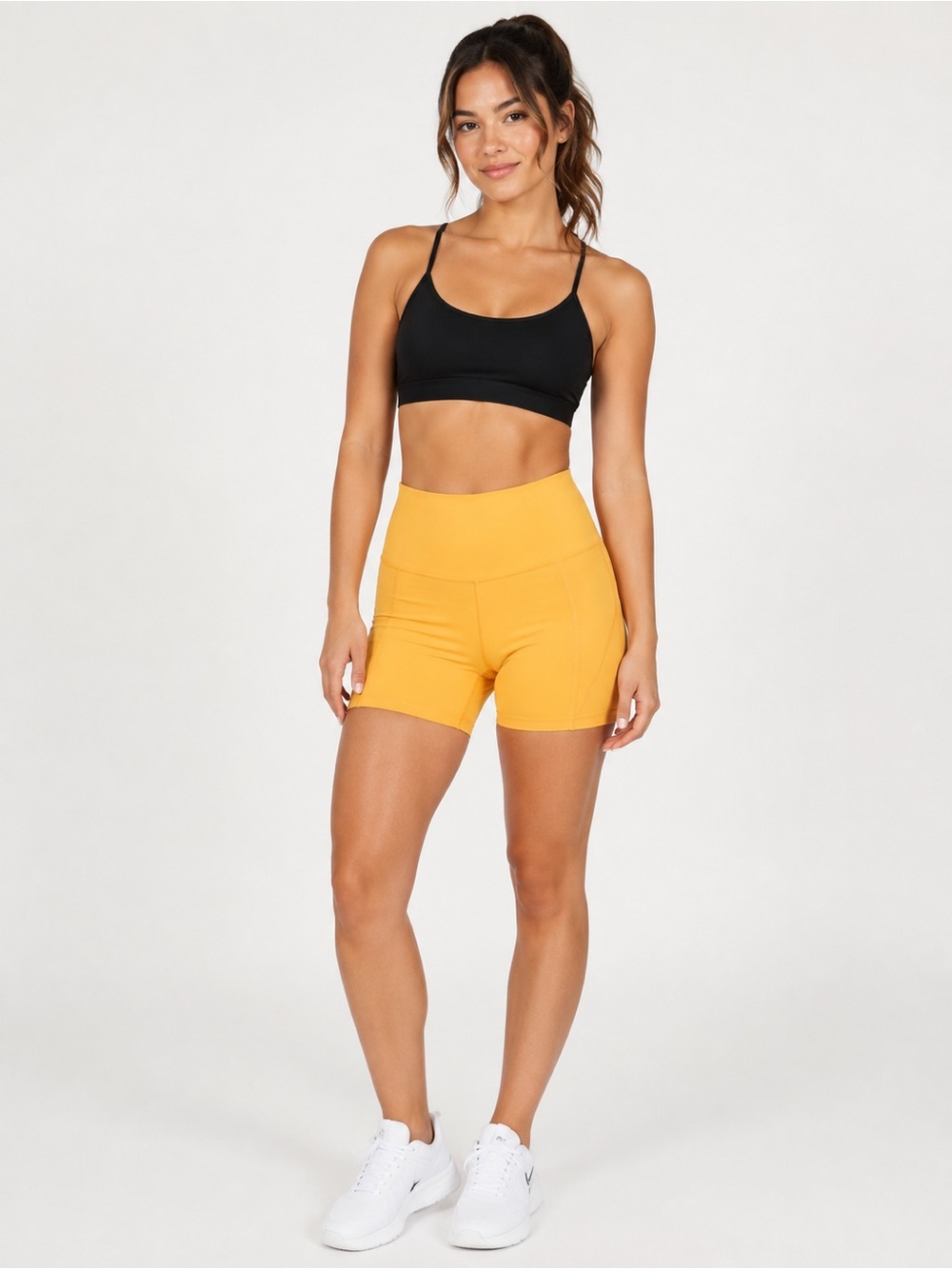 Girlfriend Collective High-Waist Orange Bike Shorts